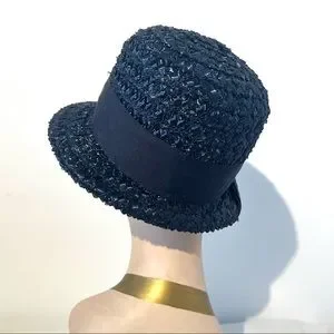Vintage | Accessories | Vintage 4s Navy Blue Raffia Womens  display picture 3